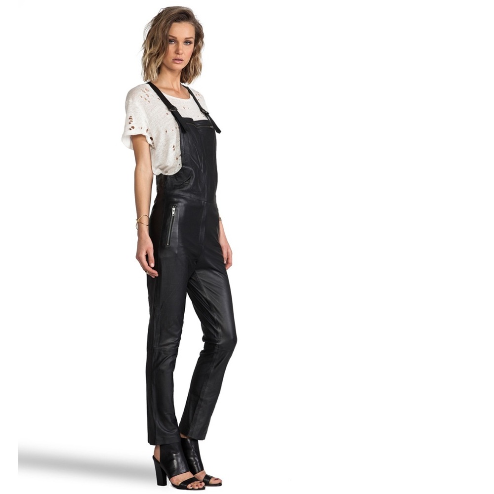Revolve Leather Overalls Artist Painted - Picture 1 of 6